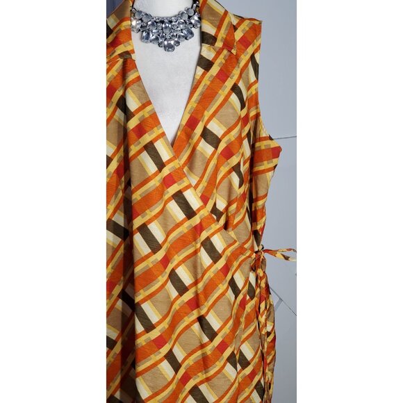 SELENE SPORT WRAP DRESS SLEEVELESS BROWN POLYESTER SIZE 3X - Picture 4 of 8